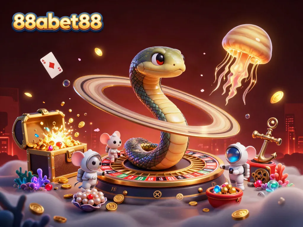 Interact with exciting games at 88abet88, where astronauts bet on a snake's roulette rings.
