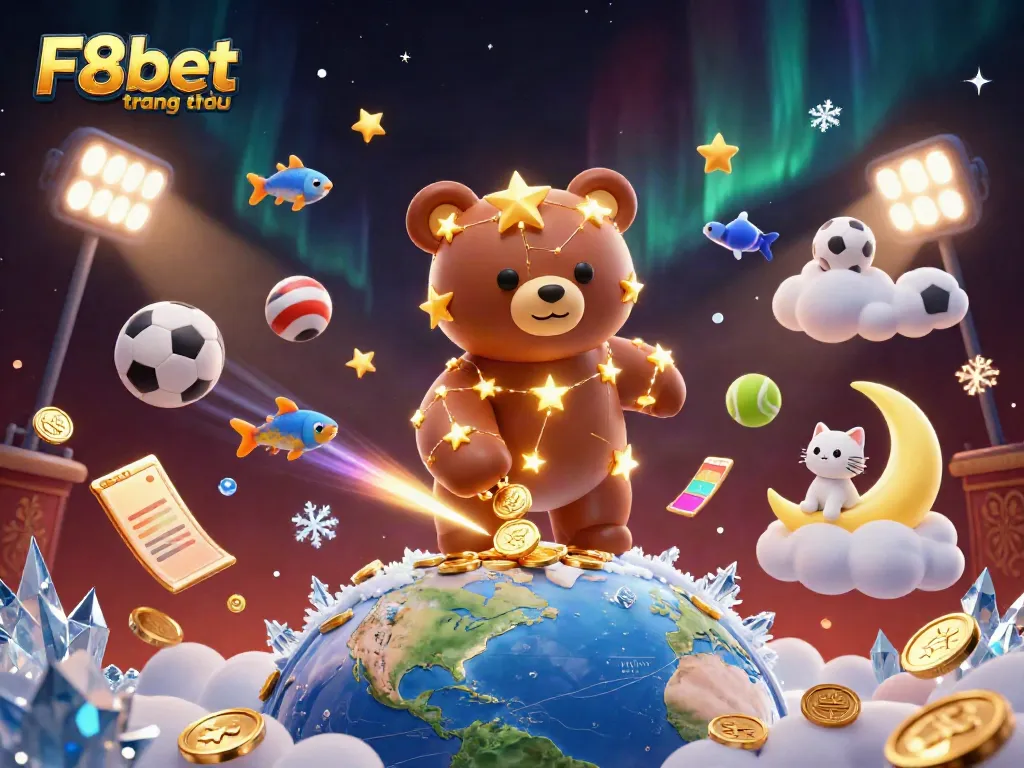 Experience gaming excitement at F8bet trang chủ with dazzling stars and golden coins.