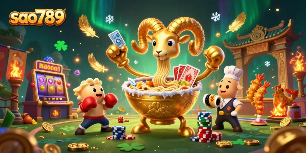 Sao789 offers a dynamic gaming experience with vibrant characters and colorful casino elements.
