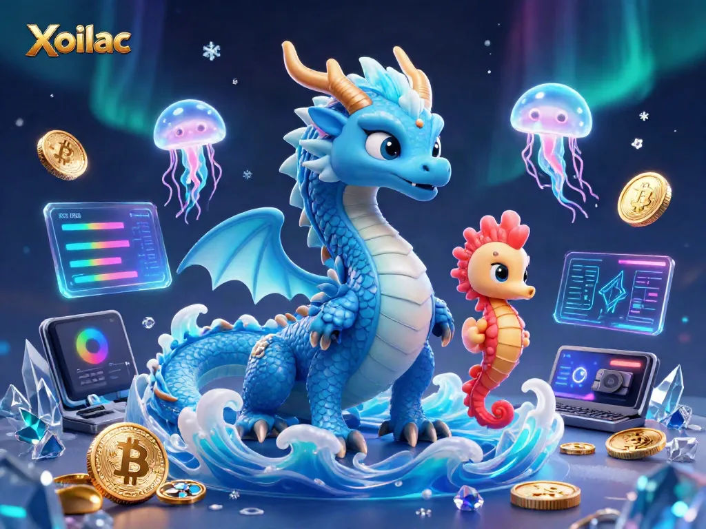 Experience thrilling Xoilac action with ocean-themed characters and vibrant crypto elements bursting with energy.