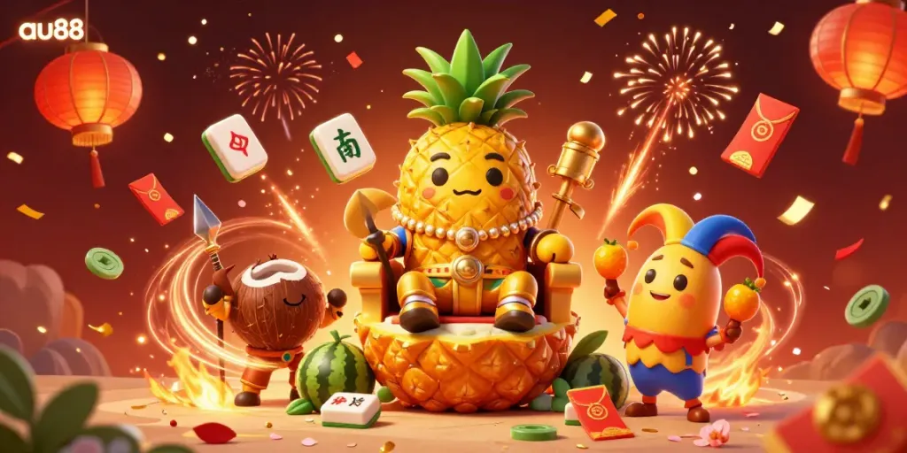 Experience thrilling entertainment at au88 with high-energy cartoon characters in a vibrant casino scene.