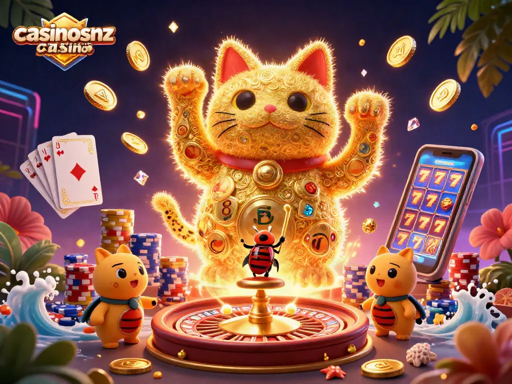 Experience the thrill of casinosnz real money casino with vibrant graphics and dynamic gaming symbols.